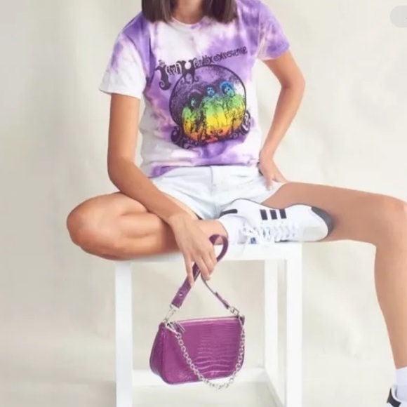 Jimi Hendrix Tie dye Tee Shirt Small Urban Outfitters   Purple Cotton Crew Neck - Picture 2 of 11
